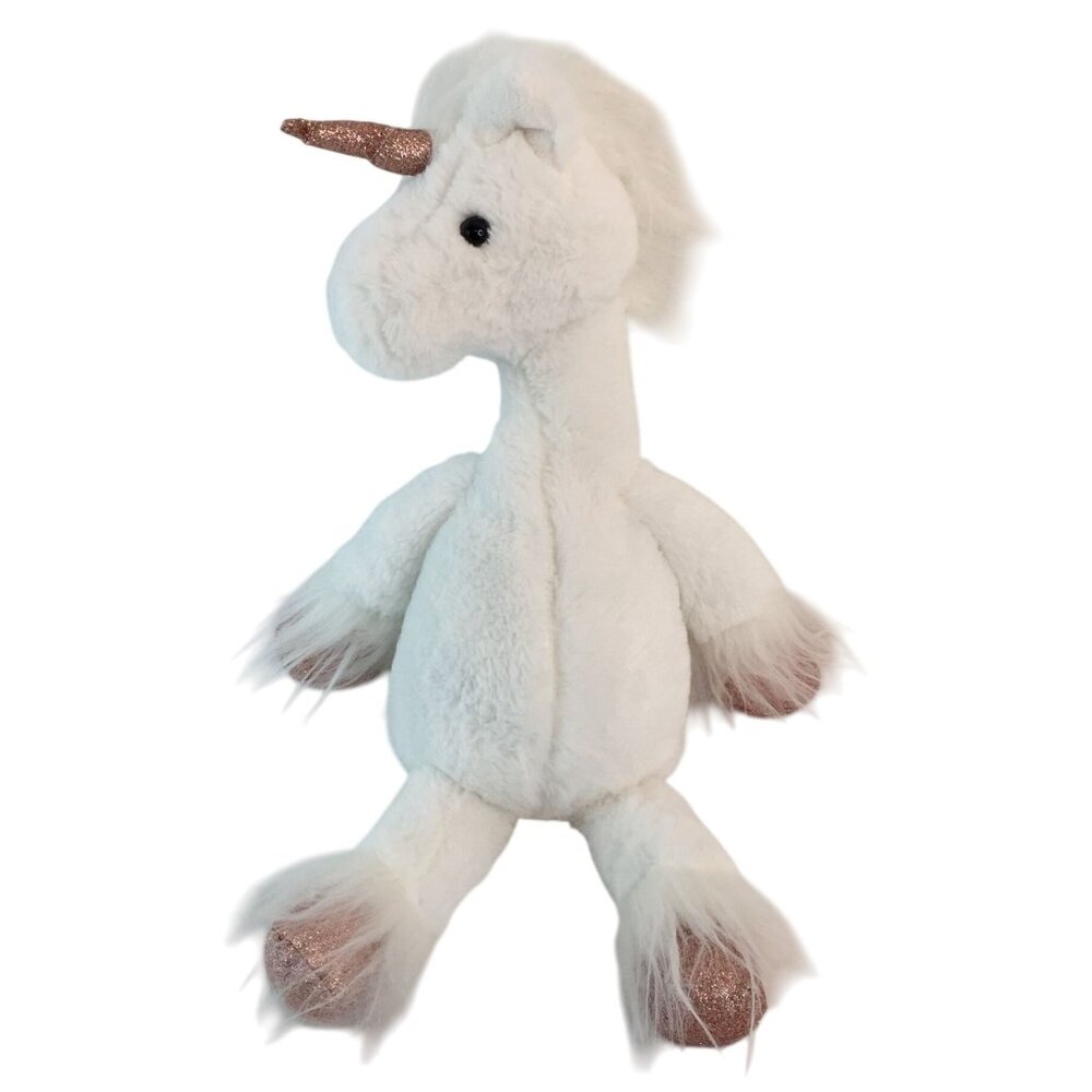 Inter-American White Unicorn Plush 16" Pink Sparkle Hooves Horn‎ Stuffed Animal